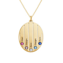 Charger l&#39;image dans la galerie, Collier pendentif ovale avec pierres de naissance en argent sterling 925 / cuivre pour femme X0078 gravure personnalisé avec prénom
