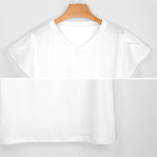 Charger l&#39;image dans la galerie, T-shirt à manches courtes à col en V  pour femmes AHT à Impression multi-images personnaliser avec le logo de texte de motif de photos
