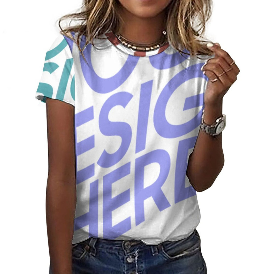 T-shirt tee shirt en cotton à col rond ay001 personnalisé avec photo logo texte motif (impression des multi-images)