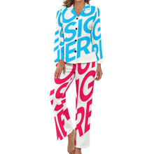 Charger l&#39;image dans la galerie, Pyjama DTZREV1 homewear deux pièces en satin pour femme personnalisé avec photo texte prénom (conception une image)
