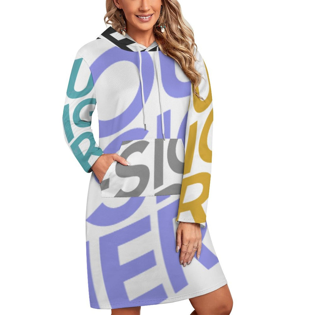 Robes Sweat Longues avec poche pour femmes SDS003 personnalisé avec photo logo texte motif (impression des multi-images)