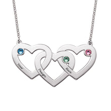 Charger l&#39;image dans la galerie, Collier Entrelacé Trois Coeurs X0063 en argent sterling 925 / cuivre gravure personnalisé avec nom texte
