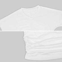 Charger l&#39;image dans la galerie, T-shirt tee shirt col v femme / top fronce BHT personnalisé avec photo logo texte motif (impression d&#39;image unique)
