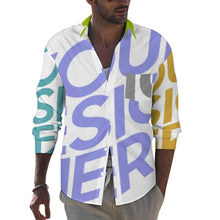 Charger l&#39;image dans la galerie, Chemise à manches longues à revers décontracté avec poches pour hommes AY007 personnalisé avec photo logo texte motif (impression des multi-images)
