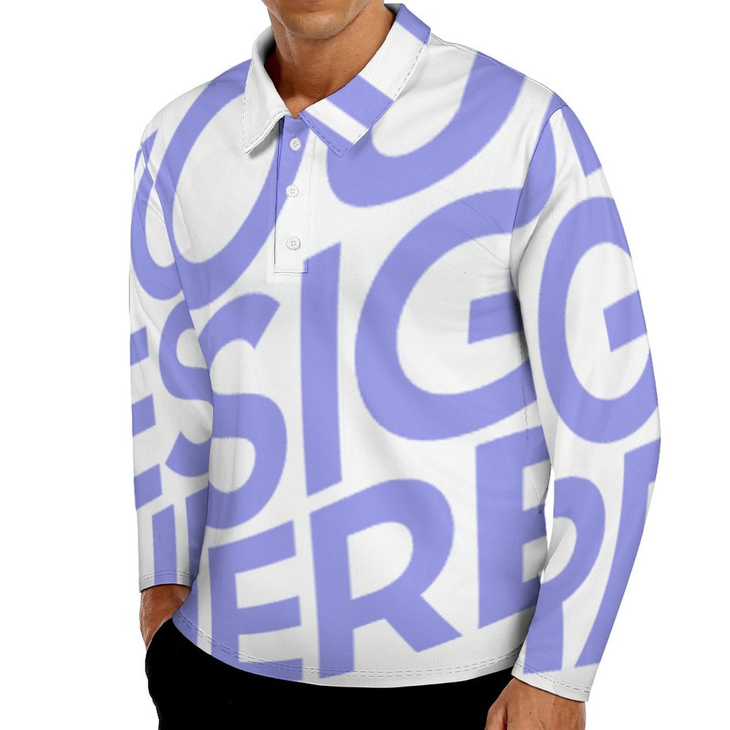 Polo manche longue sweat shirt homme SDS008 personnalisé avec photo logo texte motif (impression d'image unique)