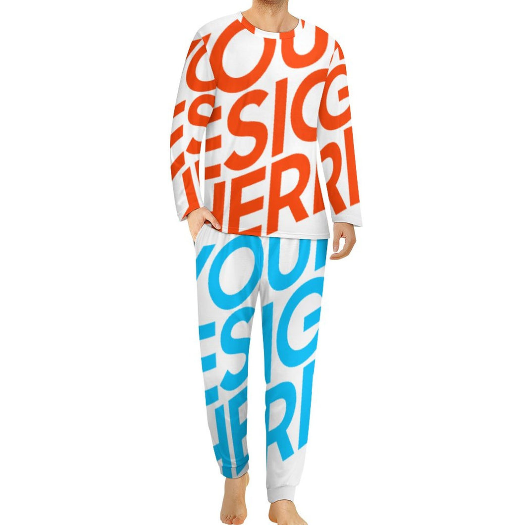 Pyjama Homme ensemble 2 pièces à manches longues grande taille ITZ personnalisé avec photo motif logo texte (Impression d’image unique)