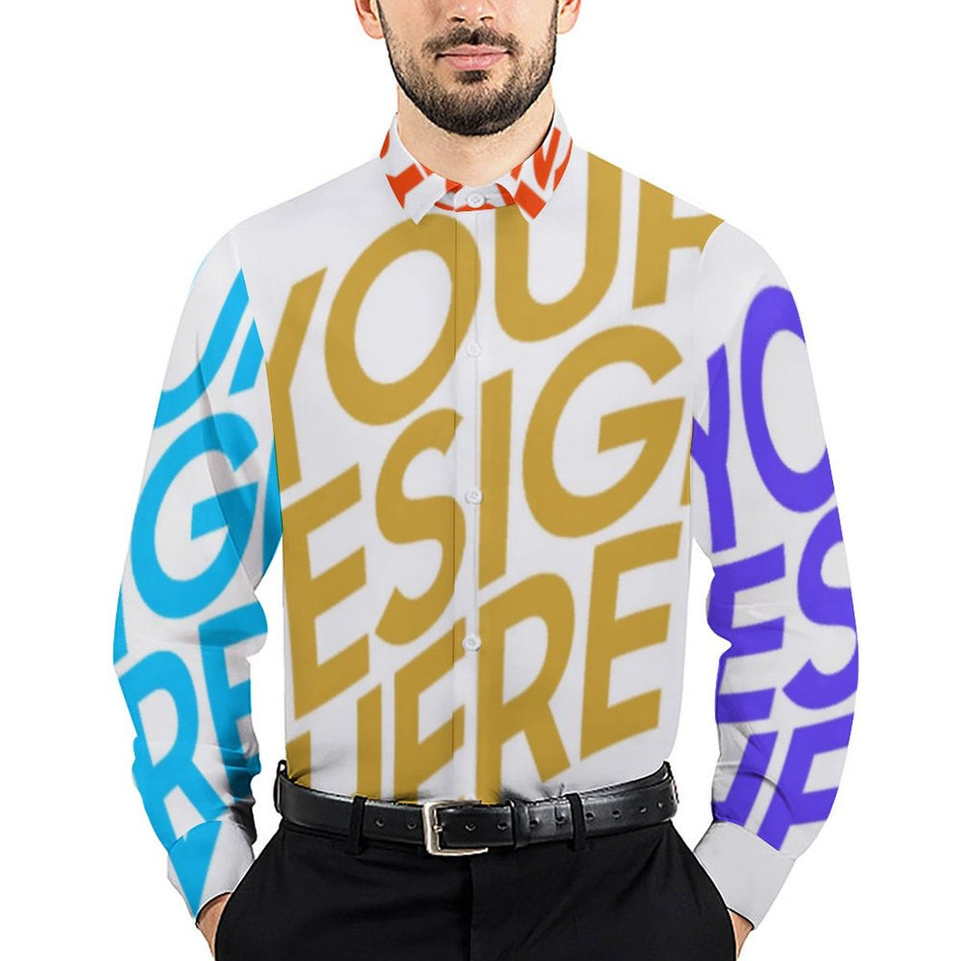 Chemise à manches longues grande taille homme 3M38 personnalisée avec photo logo motif texte (impression des multi-images)