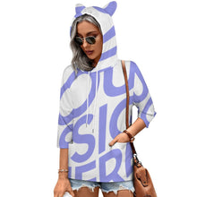 Charger l&#39;image dans la galerie, Hoodie Sweat Pull à capuche à manches 3/4 femmes personnalisé avec photo logo texte motif (impression d&#39;image unique)
