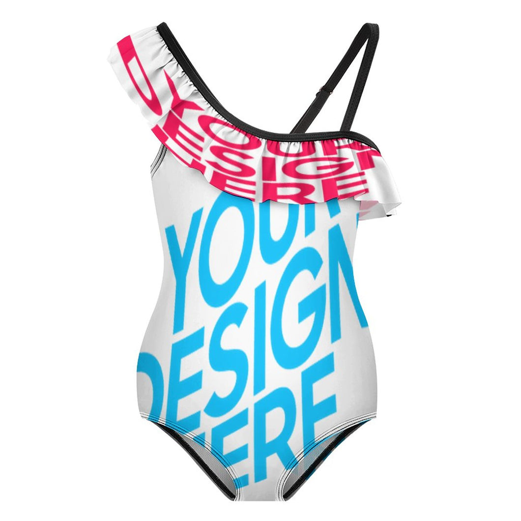 Maillot de bain une pièce à volants pour fille NT010 personnalisé avec photo motif et texte