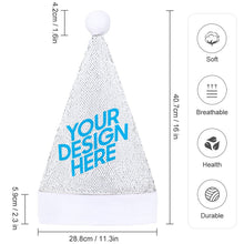 Charger l&#39;image dans la galerie, Chapeau de Noël/ Bonnet de Père Noël à Paillettes impression personnalisé avec motif photo logo texte
