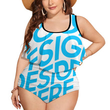 Charger l&#39;image dans la galerie, Bikini tankini 2 pièces grande taille sans armature avec dentelle femme FT5095 personnalisé avec photo motif logo texte (conception une image)
