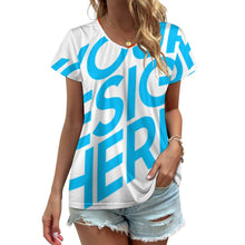 Charger l&#39;image dans la galerie, Impression d’image unique T-shirt original ample décontracté en col V grande taille femme dodu VT personnalisé avec photo logo texte motif
