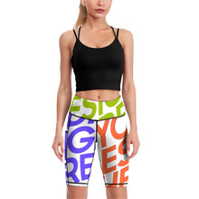 Charger l&#39;image dans la galerie, Pantalon de yoga sport pour femme legging au genou Y011B personnalisé avec logo texte photo (conception multi-images)
