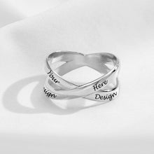 Charger l&#39;image dans la galerie, Croix Bague / X Anneau / Double Anneaux De Cuivre pour Femmes Hommes Gravure Personnalisée avec Texte Nom Lettres
