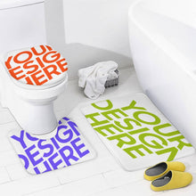 Charger l&#39;image dans la galerie, Ensemble de tapis de salle de bain 4 pièces, Rideau de douche / Tapis / Tapis de sol pour salle de bain en forme de U / Couverture de couvercle de toilette personnalisé avec photo logo texte motif
