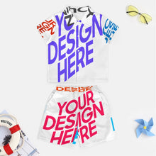 Charger l&#39;image dans la galerie, Ensemble chemise à manches courtes et short de plage garçon (2 pièces) A27TZ personnalisée avec prénom motif texte (conception multi-images)
