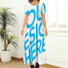 Charger l&#39;image dans la galerie, Robe chic longue manches courtes col rond grande taille femme B523 personnalisée avec photo logo texte motif (impression d&#39;image unique)
