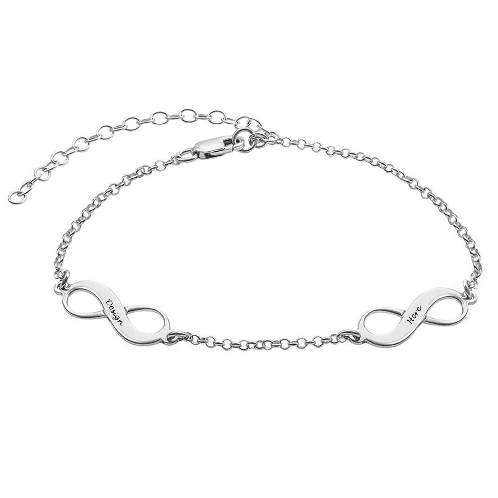 Bracelet de cheville Infini Multiple S0032 gravé personnalisé avec texte prénom