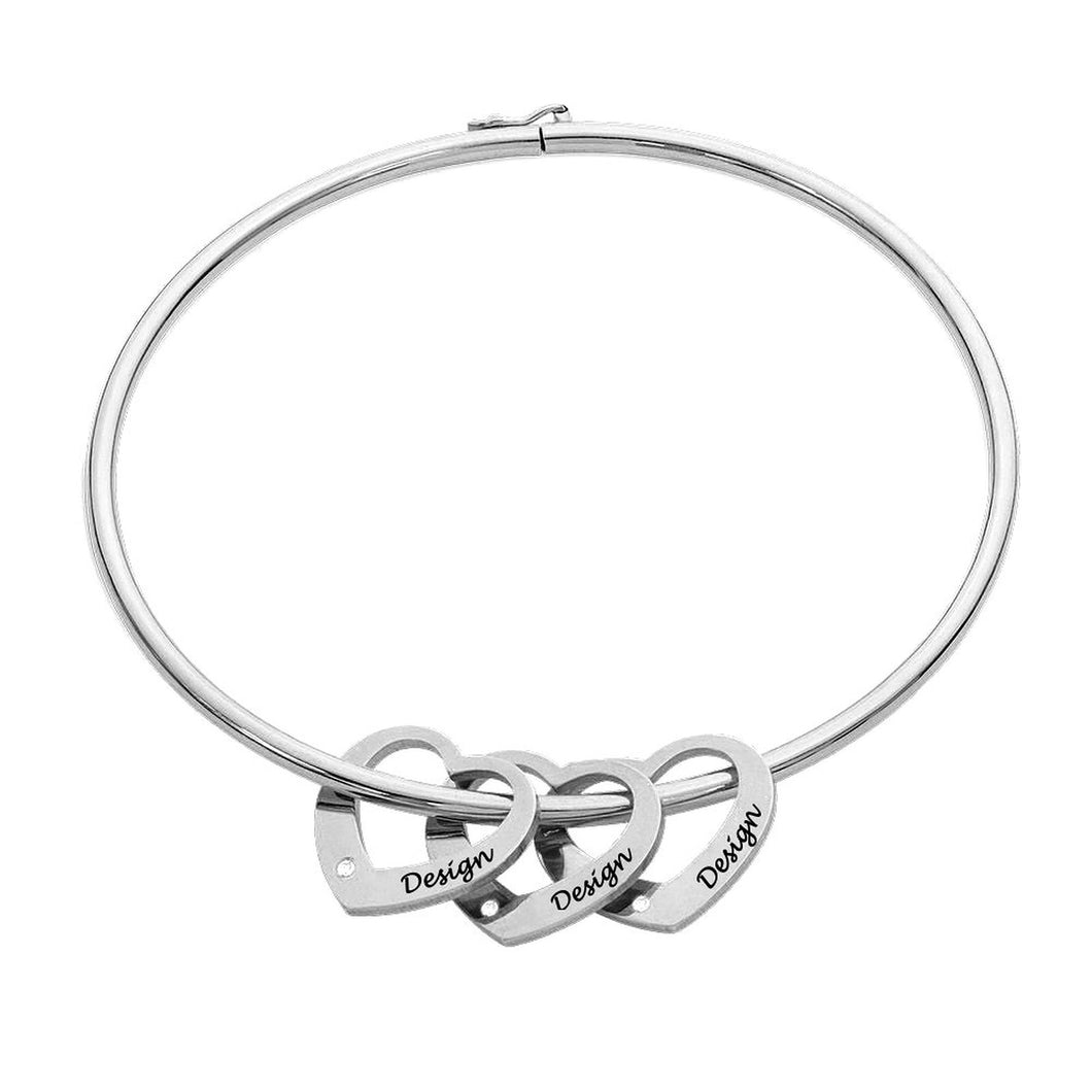 Bracelet coeur couple homme femme S0003 gravure personnalisé avec texte prénom