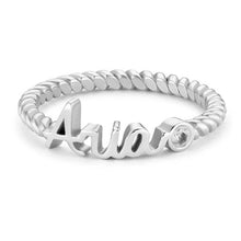 Charger l&#39;image dans la galerie, Bague en spirale J0012 gravé personnalisée avec lettre prénom texte en argent sterling 925 pour femme
