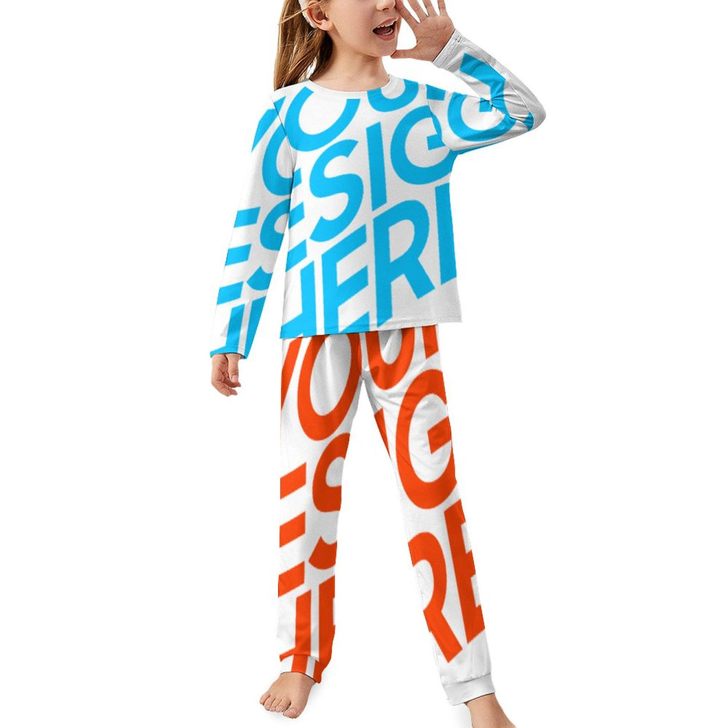 Pyjama chemise de nuit à manches longues fille enfant Chic Ensemble JTZ- personnalisé avec photo logo texte motif (impression d’image unique)