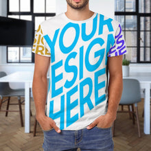 Charger l&#39;image dans la galerie, T-shirt tee shirt manches courtes en coton homme personnalisé avec photo texte motif (conception multi-images)
