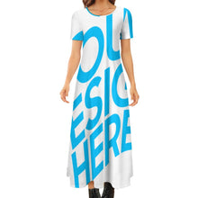 Charger l&#39;image dans la galerie, Robe chic longue manches courtes col rond grande taille femme B523 personnalisée avec photo logo texte motif (impression d&#39;image unique)
