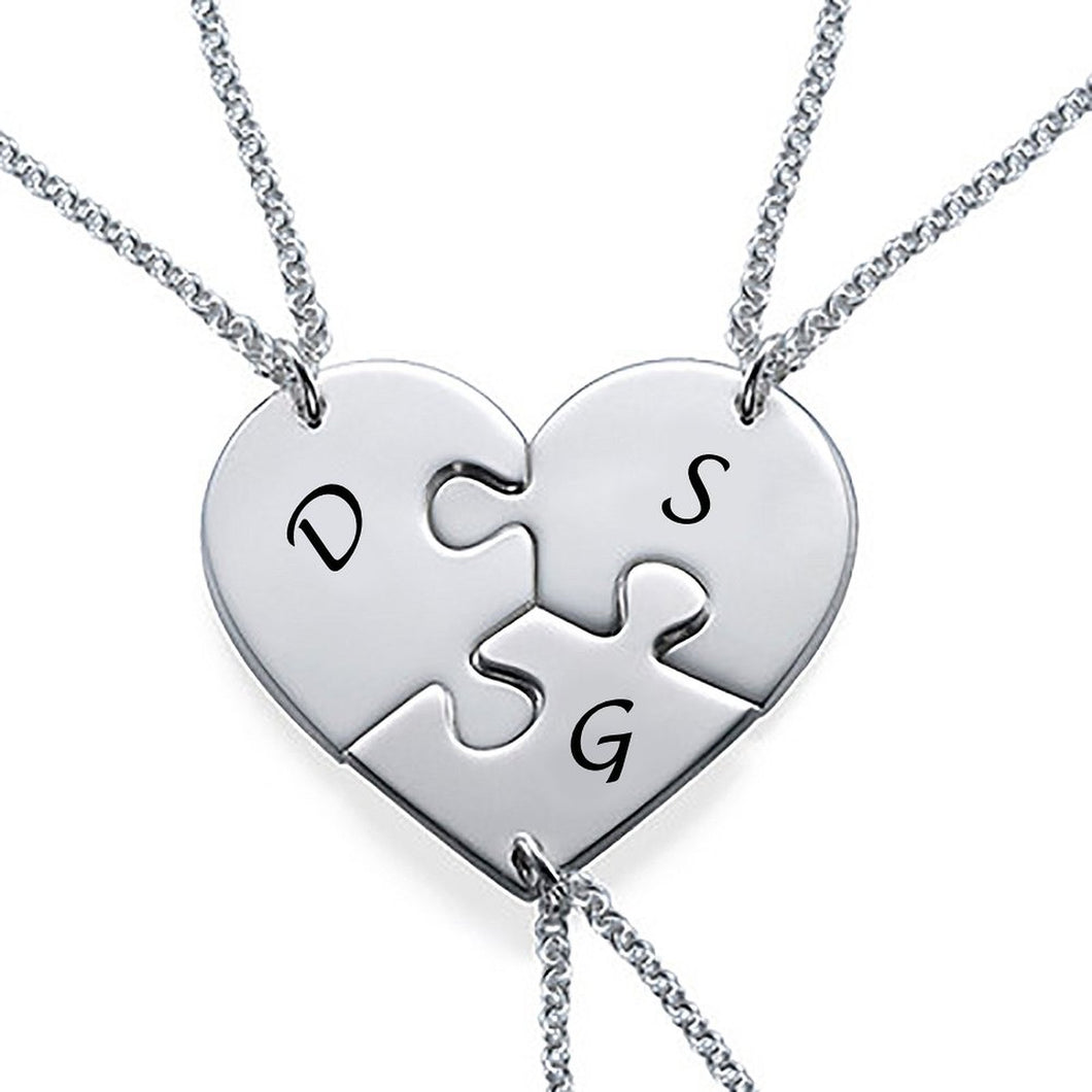Collier casse-tête pour femme homme longueur réglable en argent sterling 925 personnalisé avec lettre
