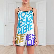Charger l&#39;image dans la galerie, Ensemble pyjama short chemise de nuit femme SY0026 personnalisé avec photo logo motif texte (impression des multi-images)
