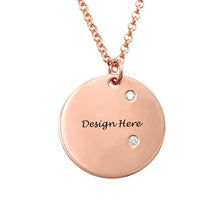 Charger l&#39;image dans la galerie, Collier Disque avec diamants pour femme homme X0025 en argent sterling 925 gravure personnalisé avec prénom
