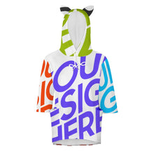Charger l&#39;image dans la galerie, Hoodie Sweat Pull à capuche à manches 3/4 femmes personnalisé avec photo logo texte motif (impression des multi-images)
