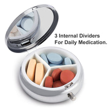 Charger l&#39;image dans la galerie, Boîte à pilules ronde / pilulier boîte rangement médicament personnalisée avec photo texte motif logo
