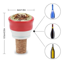 Charger l&#39;image dans la galerie, Bouchon de vin en céramique en liège personnalisé avec photo logo motif texte
