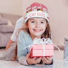 Charger l&#39;image dans la galerie, Chapeau d&#39;hiver bonnet tricoté pour enfants personnalisé avec motif photos texte (conception une image)
