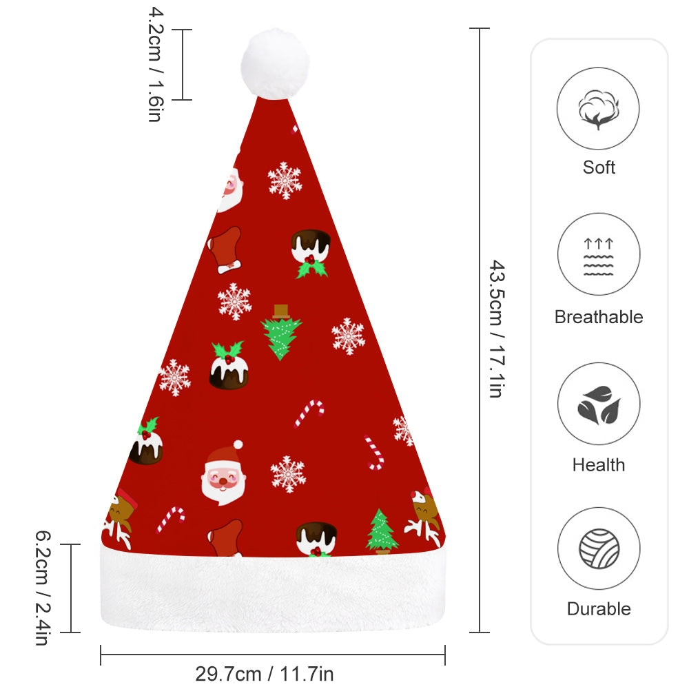 Bonnet De Noël Adulte En Peluche – Pompon Blanc, Motifs Flocons, Confortable Et Chaleureux Pour Les Fêtes - 2