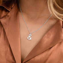 Charger l&#39;image dans la galerie, Collier symbole avec zircone en argent sterling 925 plaqué or / or rose X0007 gravure personnalisé avec prénom texte

