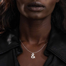 Charger l&#39;image dans la galerie, Collier symbole avec zircone en argent sterling 925 plaqué or / or rose X0007 gravure personnalisé avec prénom texte
