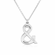 Charger l&#39;image dans la galerie, Collier symbole avec zircone en argent sterling 925 plaqué or / or rose X0007 gravure personnalisé avec prénom texte
