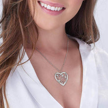 Charger l&#39;image dans la galerie, Collier d&#39;arbre généalogique chaîne d&#39;arbre de vie en cœur X0003 en argent sterling 925 gravure personnalisé avec prénom texte
