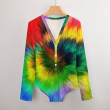 Charger l&#39;image dans la galerie, Combinaison Jumpsuit col V Manches longues femmes Sexy ALRP Personnalisé avec image motif texte logo (Impression d&#39;image unique)
