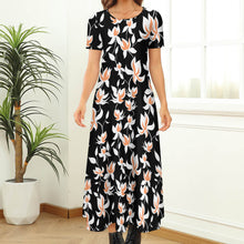 Charger l&#39;image dans la galerie, Robe chic longue manches courtes col rond grande taille femme B523 personnalisée avec photo logo texte motif (impression d&#39;image unique)
