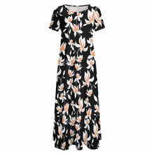 Charger l&#39;image dans la galerie, Robe chic longue manches courtes col rond grande taille femme B523 personnalisée avec photo logo texte motif (impression d&#39;image unique)
