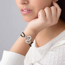 Charger l&#39;image dans la galerie, Bracelet cœur entrelacé avec cristaux S0030 gravure personnalisé avec texte prénom

