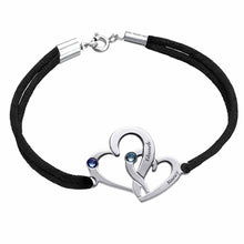 Charger l&#39;image dans la galerie, Bracelet cœur entrelacé avec cristaux S0030 gravure personnalisé avec texte prénom
