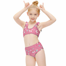 Charger l&#39;image dans la galerie, Maillot de bain deux pièces enfant fille à la mode NT022 personnalisé avec photo motif logo texte
