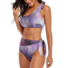 Charger l&#39;image dans la galerie, Bikini à sangle unique / épaule dénudée taille haute BK2119 sexy femme personnalisé avec photo motif logo texte
