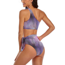 Charger l&#39;image dans la galerie, Bikini à sangle unique / épaule dénudée taille haute BK2119 sexy femme personnalisé avec photo motif logo texte
