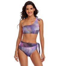Charger l&#39;image dans la galerie, Bikini à sangle unique / épaule dénudée taille haute BK2119 sexy femme personnalisé avec photo motif logo texte
