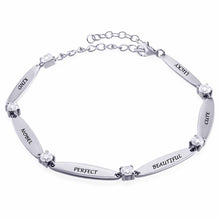 Charger l&#39;image dans la galerie, Femme bracelet barres étincelantes gravé personnalisé avec texte prénom
