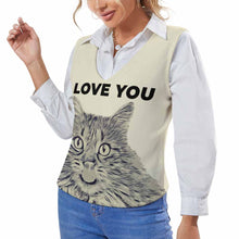 Charger l&#39;image dans la galerie, Gilet tricoté en maille pour femmes MY05 personnalisé avec photo logo motif texte (impression des multi-images)
